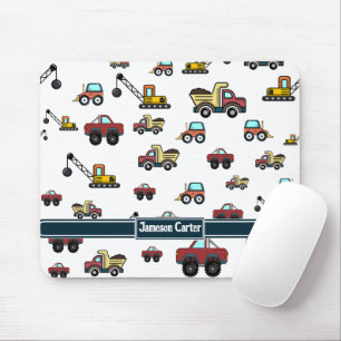 Cartoon Truck Car Crane Vehicle Name Personalised Mouse Pad