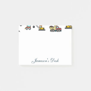 Cartoon Truck Car Crane Vehicle Name Personalised Post-it Notes