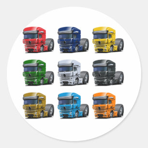 Cartoon truck classic round sticker