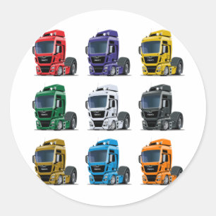 Cartoon truck classic round sticker