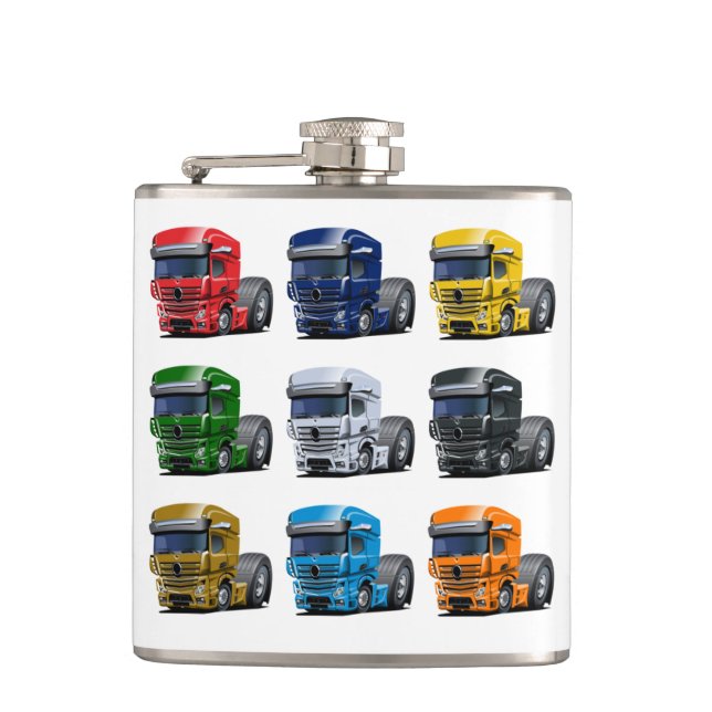 Cartoon truck hip flask (Front)