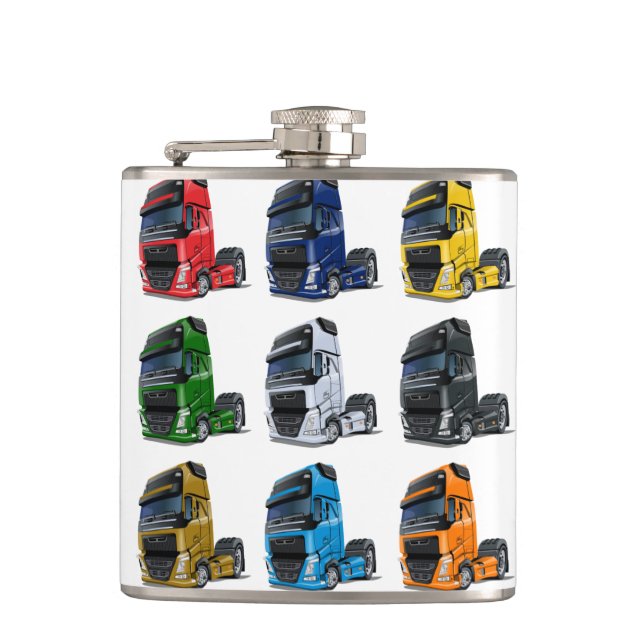Cartoon truck hip flask (Front)