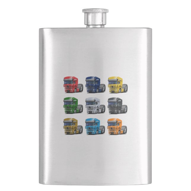 Cartoon truck hip flask (Front)