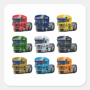 Cartoon truck square sticker