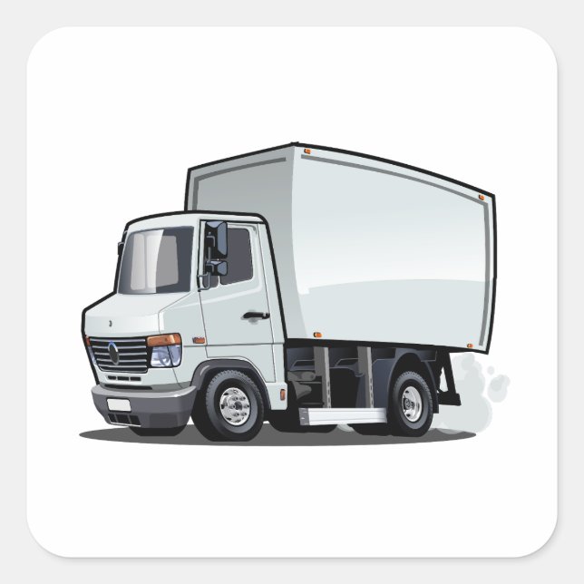 Cartoon truck square sticker (Front)