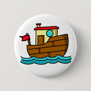 Cartoon Tug Boat 6 Cm Round Badge