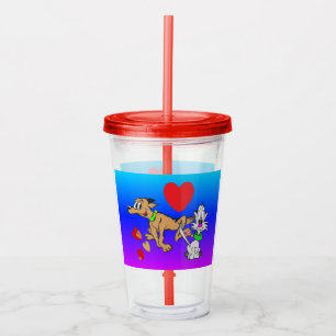 Cartoon Tumbler: Cute Dog and Cat Acrylic Tumbler