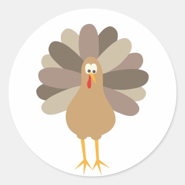 Cartoon Turkey Classic Round Sticker (Front)