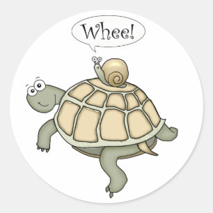 Cartoon turtle and snail Whee! Fun sticker gifts.