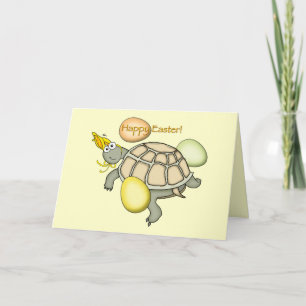 Cartoon turtle Easter bunny! Holiday Card