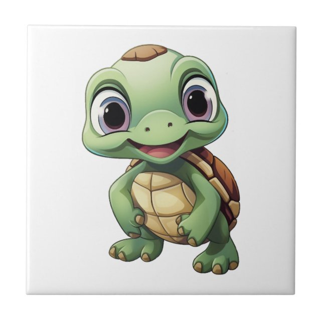 Cartoon turtle illustration Copy Ceramic Tile (Front)