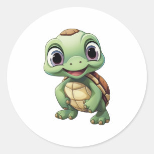 Cartoon turtle illustration Copy Classic Round Sticker