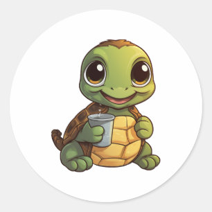 Cartoon turtle illustration Copy Copy Copy Copy Co Classic Round Sticker