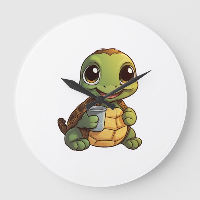 Cartoon turtle illustration Copy Copy Copy Copy Co Large Clock (Front)