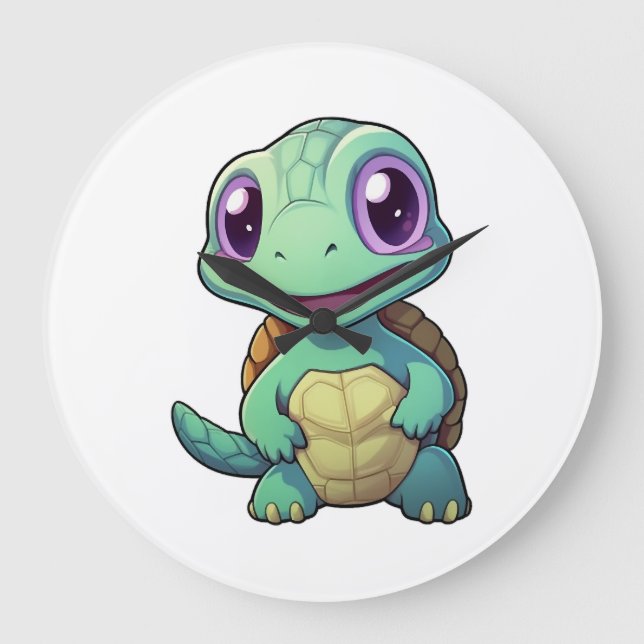 Cartoon turtle illustration Copy Copy Copy Copy Co Large Clock (Front)