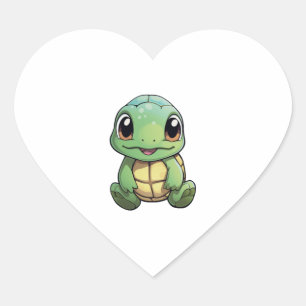 Cartoon turtle illustration heart sticker