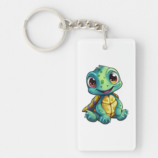 Cartoon turtle illustration key ring (Front)
