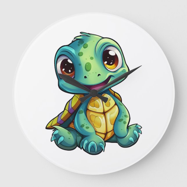 Cartoon turtle illustration large clock (Front)