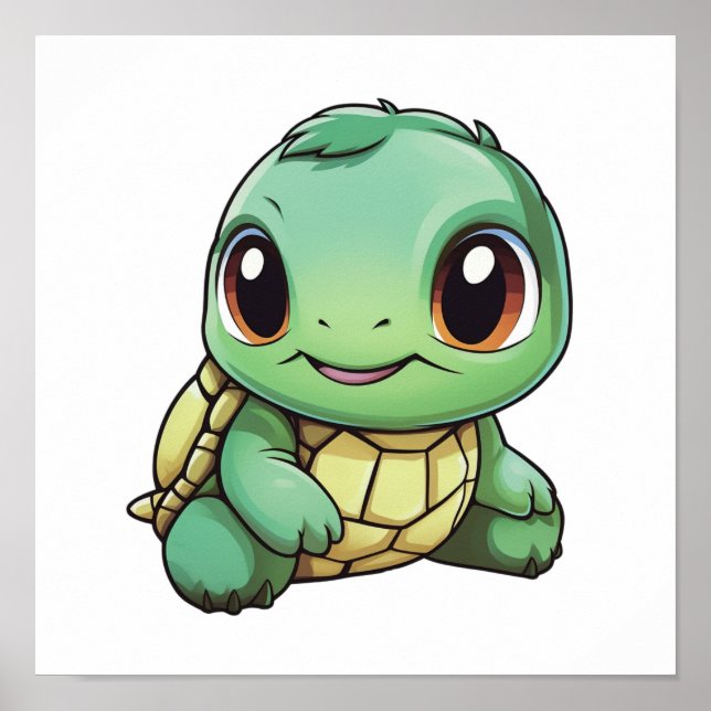 Cartoon turtle illustration poster (Front)