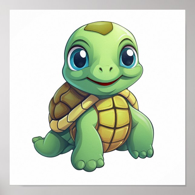 Cartoon turtle illustration poster (Front)