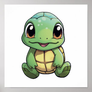 Cartoon turtle illustration poster