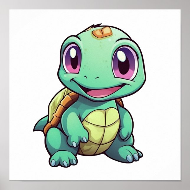 Cartoon turtle illustration poster (Front)