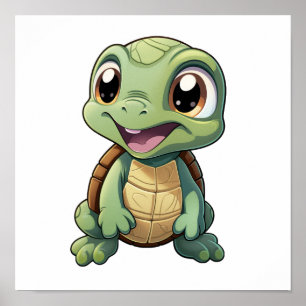 Cartoon turtle illustration poster