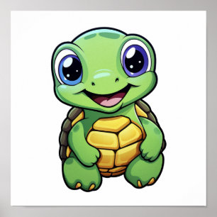 Cartoon turtle illustration poster