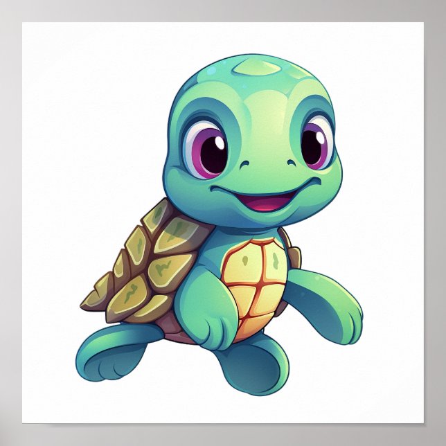 Cartoon turtle illustration poster (Front)