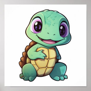 Cartoon turtle illustration poster