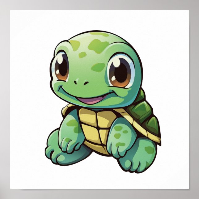 Cartoon turtle illustration poster (Front)