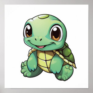 Cartoon turtle illustration poster