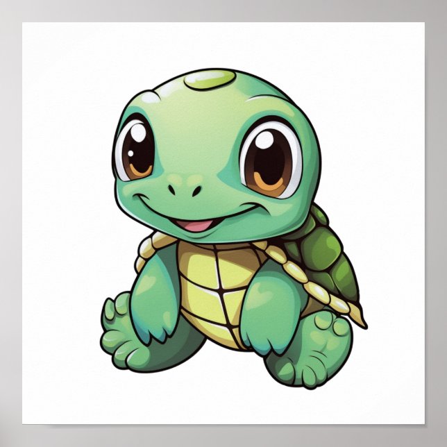 Cartoon turtle illustration poster (Front)