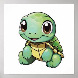 Cartoon turtle illustration poster