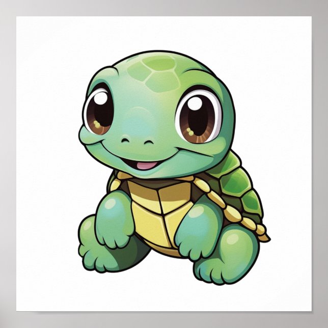 Cartoon turtle illustration poster (Front)