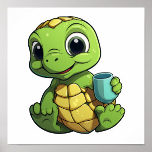 Cartoon turtle illustration poster
