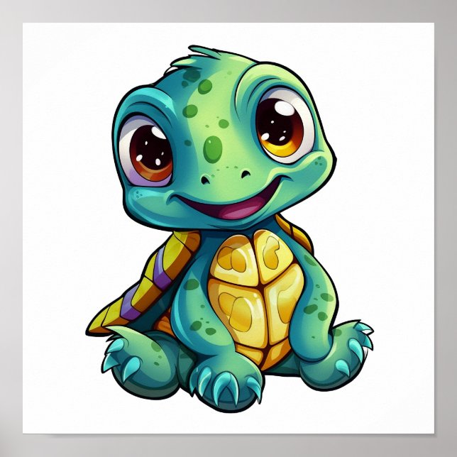 Cartoon turtle illustration poster (Front)