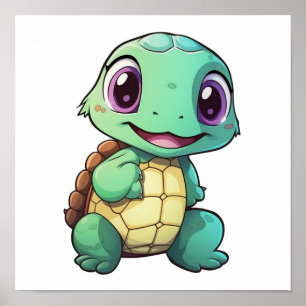 Cartoon turtle illustration poster