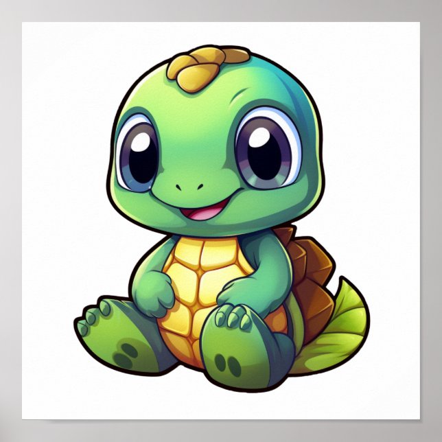 Cartoon turtle illustration poster (Front)