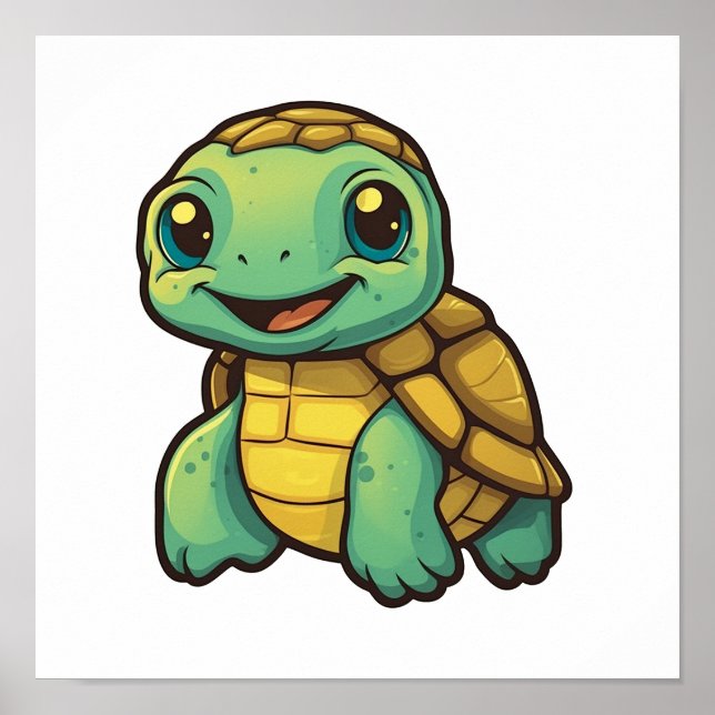 Cartoon turtle illustration poster (Front)