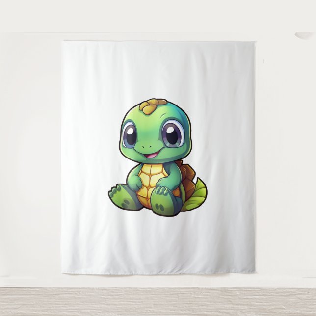 Cartoon turtle illustration   tapestry (Front)