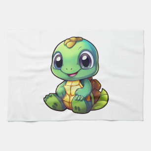Cartoon turtle illustration   tea towel