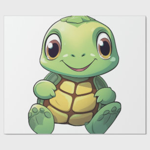 Cartoon turtle illustration wrapping paper