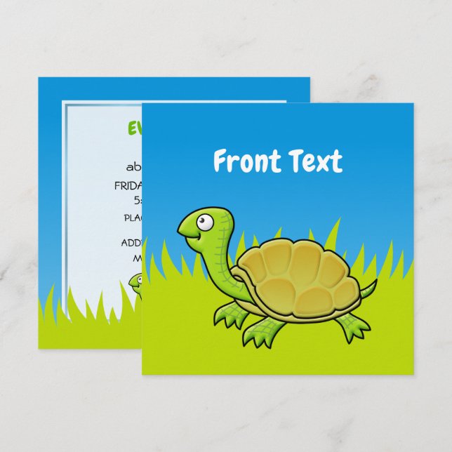 Cartoon Turtle Invitation (Front/Back)