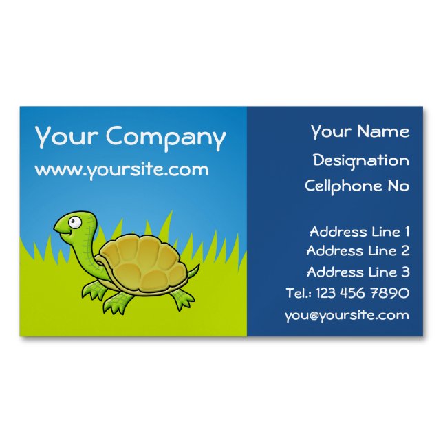 Cartoon Turtle Magnetic Business Card (Front)