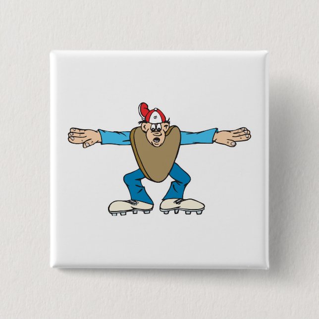 cartoon ump umpire calling SAFE 15 Cm Square Badge (Front)