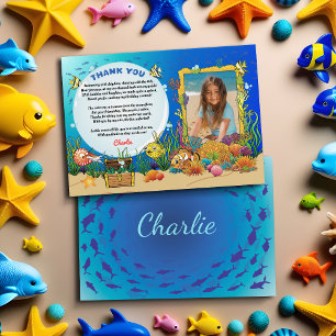 Cartoon Under the Sea Animals Kids Thank You Card