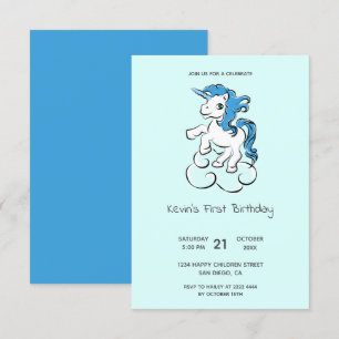 Cartoon Unicorn Birthday Invitation