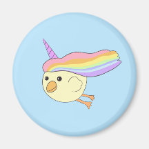 Cartoon Unicorn-Chicken Round Magnet