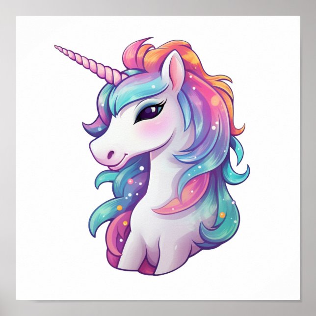 Cartoon unicorn illustration poster (Front)